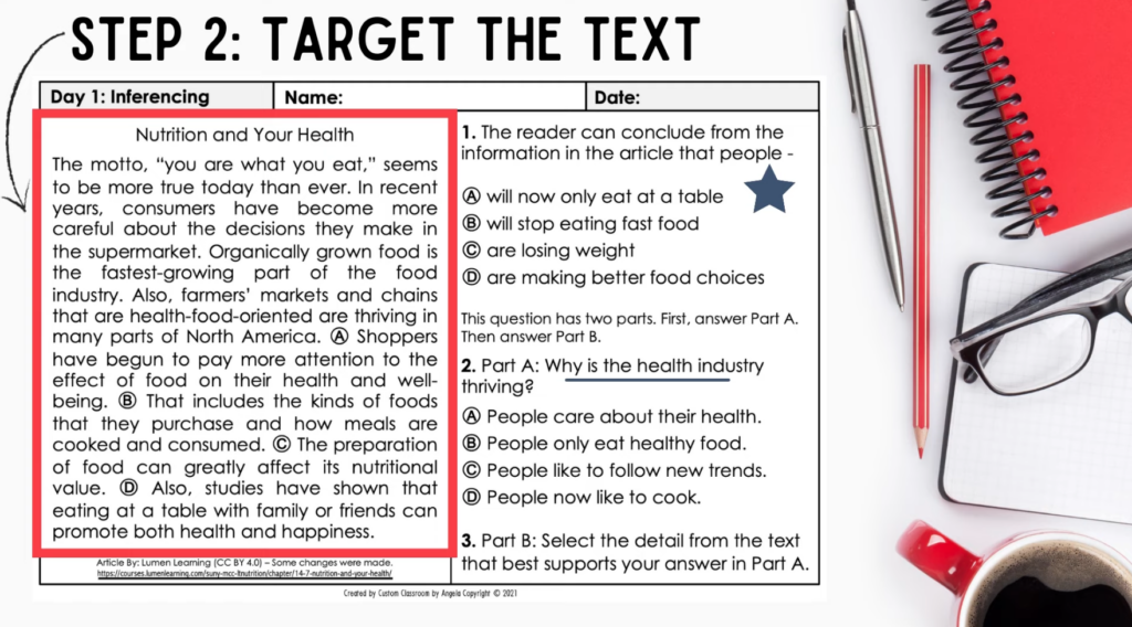 Step 2 in the STAR Reading Strategy: Target the test.